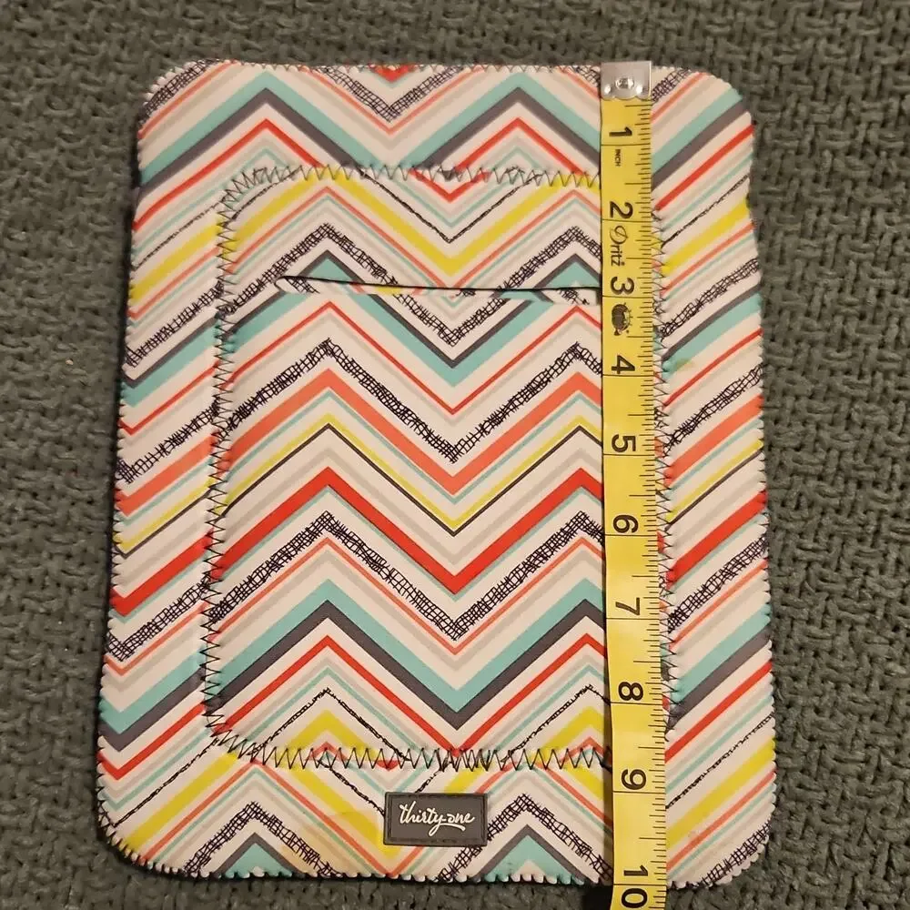 Thirty-One Tablet Sleeve Multicolor Chevron Fabric Designer 8x10 Inch Universal